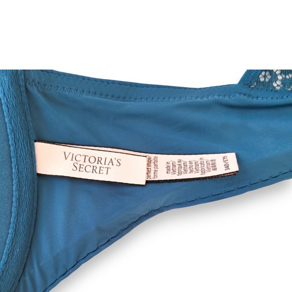 Victoria's Secret Perfect Shape Lined Racerback Demi Bra 34D Blue - Picture 8 of 11